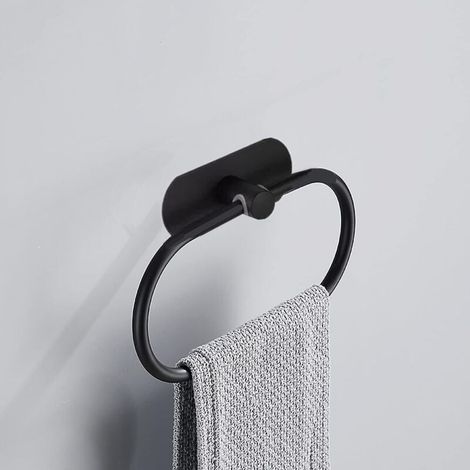 Klebehalter Für Handtücher Aus Edelstahl, Ovaler Wand-handtuchhalter, Badaccessoires, 2 Kg (schwarz)