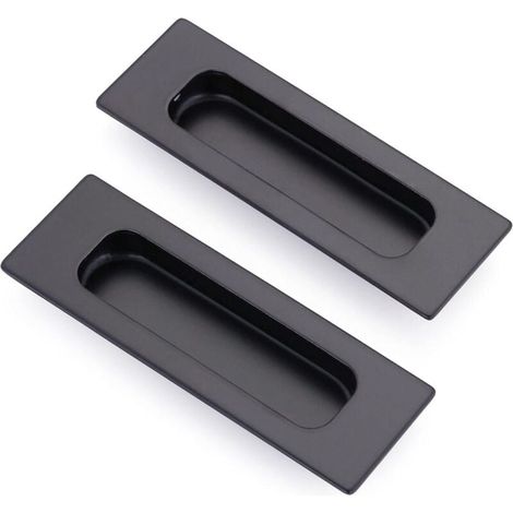 2er-set Rechteckige, Flächenbündig Eingelassene Griffe Für Schiebetüren Mit Verdeckter Aussparung, 12 X 4 X 1,2 Cm, Edelstahl Schwarz Matt