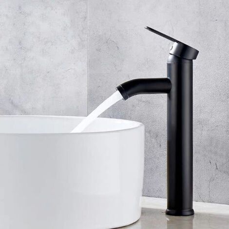 Schwarzer Kupfermatt-mischerarmatur Für Waschbecken Im Badezimmer, Mischbatterie Für Warm- Und Kaltwasser, Mattes Becken-armatur, Elegante Und Retro-design Einhebel-armatur, Einzelloch-waschtischarmat