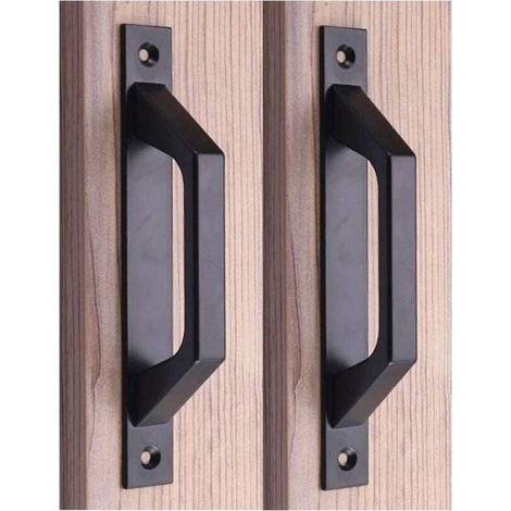 19,6 Cm Holzgriff Für Scheunentür – Kohlenstoffstahl-griff Für Schiebetüren (schwarz)