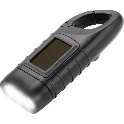 Taschenlampe Mit Solar- Und Kurbelladung, Wiederaufladbare Led-solar-taschenlampe Für Outdoor-aktivitäten, Notfalllampe, Schwarz