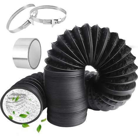 150-mm-pvc-abflussrohr, 4,2 M Lang, Aluminium-lüftungsschlauch Mit 2 Stahlspannbändern Und 1 Gurt Für Heizung Und Klimaanlage, Trockner, Abluftventilator (schwarz)