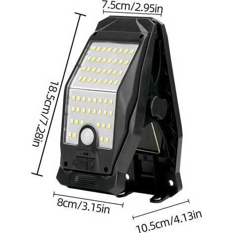 Lampe Led Solaire À Détecteur De Mouvement – Lampadaire D’extérieur À Clipser, Rechargeable Usb, Ip44 Pour Jardin, Patio Et Terrasse