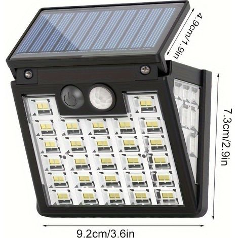 Wand-außenleuchte Mit 72 Leds, Solarbetrieben, Mit Bewegungssensor – Außenbeleuchtung Mit 3 Modi, Dreiseitige Lichtabstrahlung Für Garten, Terrasse Und Patio