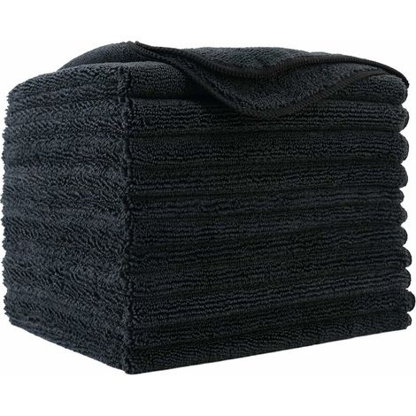 12 Mikrofaser-reinigungstücher - Premium - Schwarz - 30 X 30 Cm