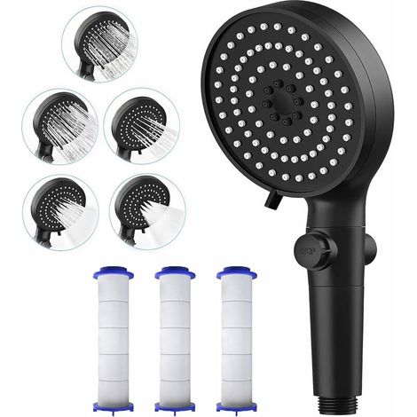 Duschbrause Mit 3 Filtern (stopp-taste +5 Verstellbare Sprühmodi), Kalkfreie Duschbrause, Wassersparende Hochdruck-duschbrause, Idealer Wasserdruck Zum Haarewaschen