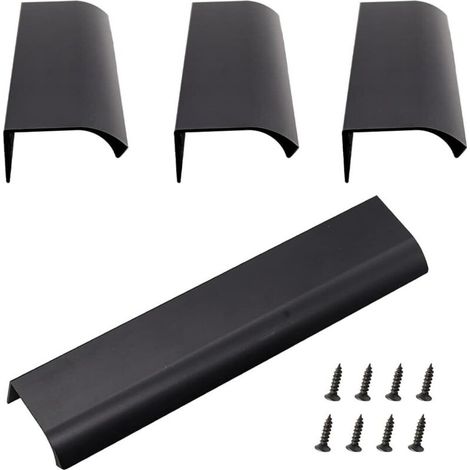 Versteckter Griff Aus Aluminium, 4er-set Unsichtbare Möbelgriffe Aus Aluminiumlegierung Für Küchenschränke, Wohnzimmer (200x40mm) (schwarz)