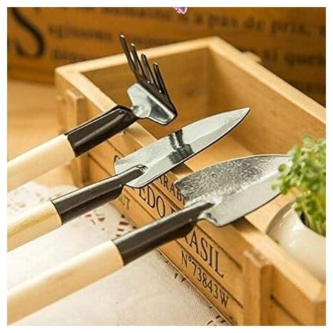 Mini-eisenpflanzschaufel Für Lockere Böden, Dreiteiliges Gartenwerkzeug-set