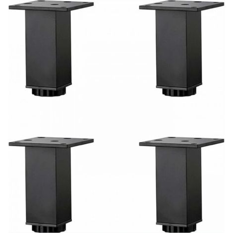 4 Stück (10 Cm/3,9 Zoll) Verstellbare Möbelbeine Aus Aluminiumlegierung, Couchtischbeine, Badewaschtisch-schrankbeine, Matt Schwarz, Mit Schrauben