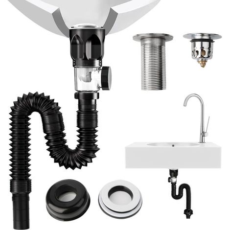 1 Set Waschbeckenablauf – Ablaufgarnitur Für Waschbecken – Geruchsverschluss – Pop-up-ventil – 415 Bis 950 Mm – Ausziehbar