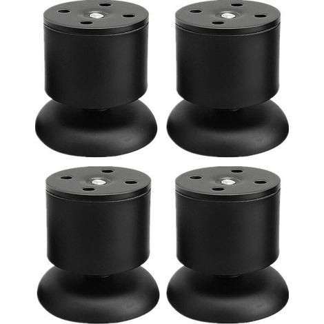 4er-set Schwarze Möbelbeine – 6 Cm Verstellbare Tischbeine Aus Edelstahl Mit Gummipads Und Schrauben