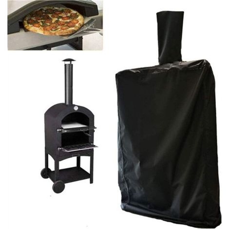 Pizzaofen-außenschutzhülle, Wetterfeste Schutzabdeckung Für Gartenöfen Mit Kordel, Staubdicht, Schwarzes Oxford-gewebe 55×65×175 Cm