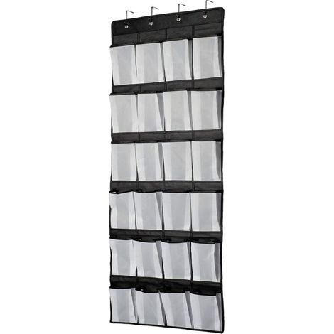 Schwarzer Tür-aufhänger, Schuhregal, Schuh-aufbewahrung, 24 Große Mesh-taschen Für Schlafzimmer, Badezimmer, Schrank, 140 X 55 Cm