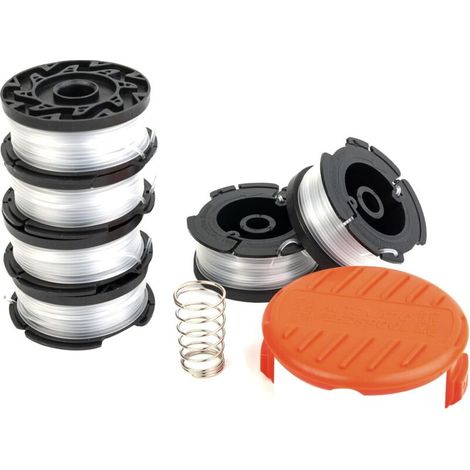 Fil Coupe Pour Coupes-bordures Compatible Avec Black Et Decker Af-100, Bobine De Rechange, 6 Bobines De Remplacement Avec 1 Couvercle De Bobine Et 1 Ressort