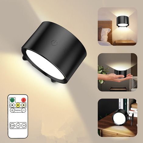 Wandlampe Mit Dreifarbiger Touch-bedienung Und Fernbedienung, Innen-nachttischlampe, Kabellose Stimmungs- Und Leselampe Ohne Bohren Für Schlafzimmer