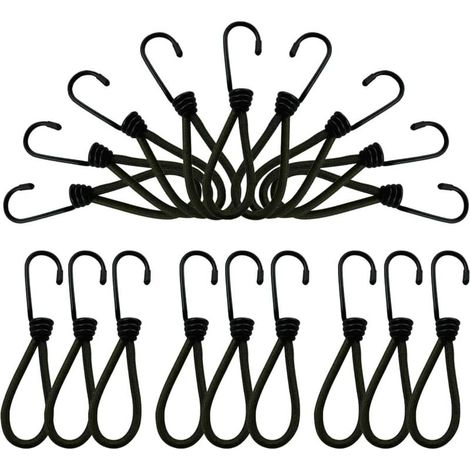 Häckselschnur, Elastische Spanngurte Mit Haken, 25 Stück Häkelspanngurt, Schwarzer Gummispanngurt Für Planen Mit Spannung, Elastische Spanngurte Mit Haken Für Poolplanen