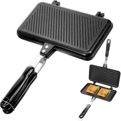 Doppelseitiger Camping-sandwichmaker: Aluminium-camping-toaster, Sandwichgerät, Waffeleisen, Faltbarer Toaster, Schwarzer Sandwichmaker Für Küche Und