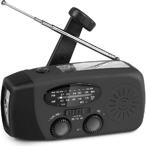 Radio D'Urgence Solaire Portable, Radio Am/fm À Manivelle Avec Lampe De Poche, Batterie Externe 2000 Mah Pour Camping, Voyage, Tremblement De Terre