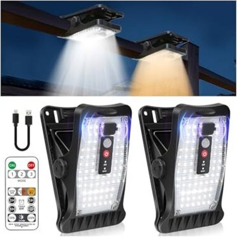 Außensolarleuchten, 2er-set Mit Klemme Und Bewegungssensor, 70 Leds, 3 Farbtemperaturen, Usb-stromversorgung Und Fernbedienung, Für Gartenbeleuchtung, Zaun...