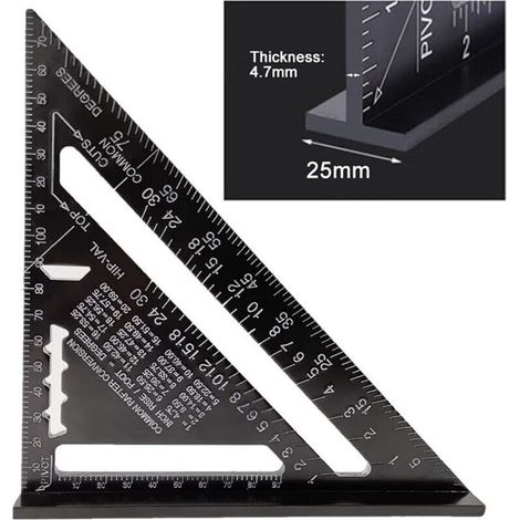 Bcc 17 Cm Rapporteur-dreieck Aus Aluminiumlegierung, Zimmermanns-winkelmaß, Metrisches Dreieck Für Professionelle Tischlerei, Winkel-lineal Mit Winkelmesser, Messwerkzeug, Schwarz