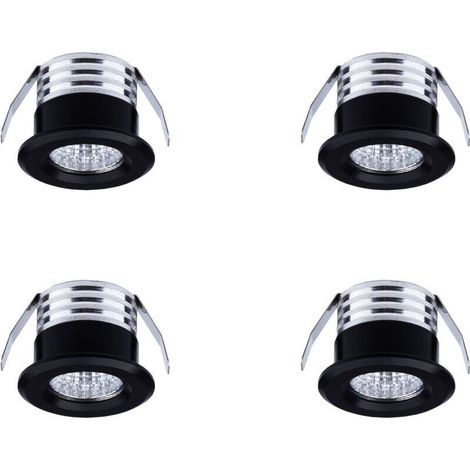 Set Aus 4 Einbau-led-mini-spots, 3 W, Neutralweiß, Schwarz