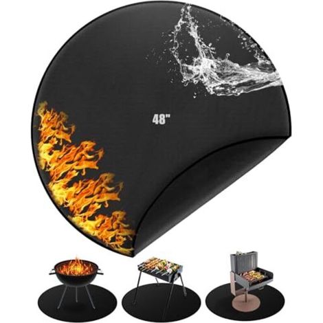Grillmatte Für Außenbereich, Feuerfeste Matte Für Feuerstelle Im Freien, Brandschutzmatte 120 Cm/48″, Extra Große Runde Outdoor-matte, Zubehör Für Gartenfeuerstellen Und Grills