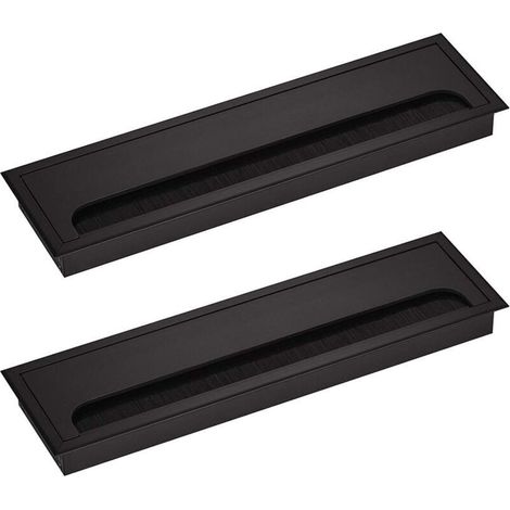 Kabeldurchführung Für Schreibtisch, Rechteckig 80 X 275 Mm, Kabeldurchlass Für Tisch Und Möbel, Aluminium Schwarz Eloxiert, Quadratisch, 2 Stück