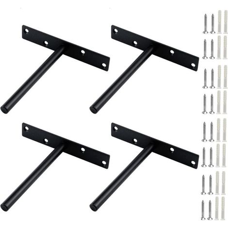 4 Sets Unsichtbare Wandhalterungen In T-form, Robuste Winkelstützen Zur Befestigung An Der Wand Für Möbel, Bibliotheken Und Küchen, Hohe Tragkraft, Langlebiger Schwarzer Stahl