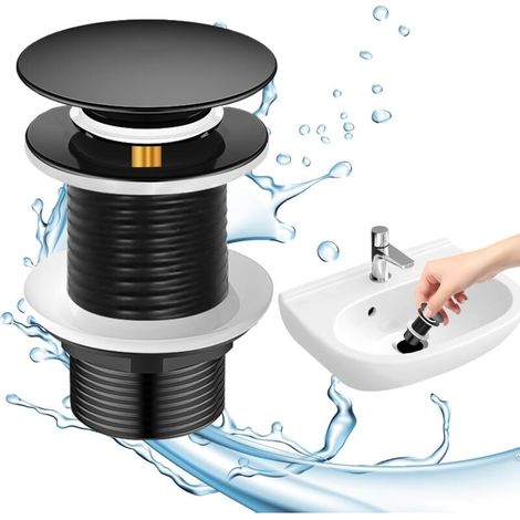 Waschbeckenablauf Ohne Überlauf, Schwarz, Ablaufventil Ohne Überlauf, Waschbeckenablauf, Pop-up-ablauf Für Waschbecken, Universeller Waschbeckenablauf, Automatischer Pop-up-abfluss Für Aufsatzwaschbec