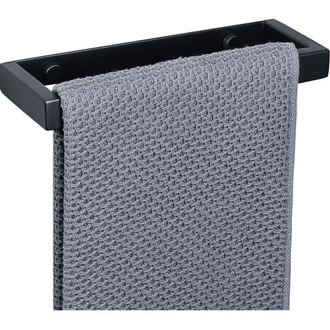 20cm Porte Serviette Sans Perçage Salle De Bain, Support Serviette Mural En Acier Inoxydable Pour Cuisine Lavabo Toilette, Montage À Vis/adhésif, Noir Mat, Egjf020-b-2023