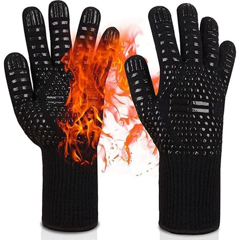 Grillhandschuhe Ofenhandschuhe Hitzebeständig Bis 800 °c Küchenhandschuhe Grill- Und Bbq-handschuhe (schwarz)