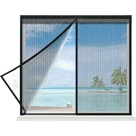 Magnetischer Fliegengitter Für Fenster, Moskitonetz Aus Feinem Netzgewebe 110 X 130 Cm, Einfach Zu Installieren Ohne Bohren, Ideal Für Klimatisierte Räume Und Küchen, Farbe Schwarz.