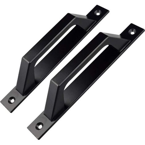 Set Aus 2 D-förmigen Türklinken Für Gartentüren Aus Holz, Schwarz, 200 Mm