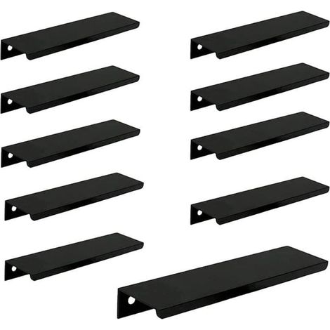 (10 Stück, Schwarz) Unsichtbarer Langer Türgriff Für Schrank, 150 Mm Lang, Schwarzer Randgriff Ohne Bohrung