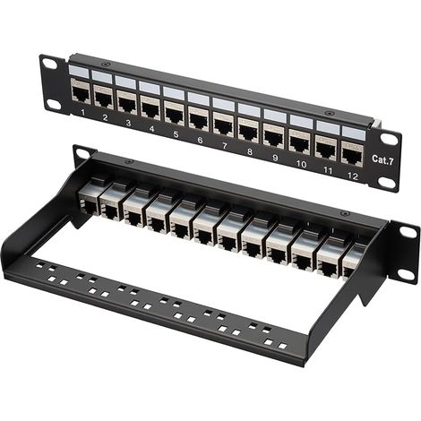 Patchfeld Cat 7, 1u 12 Ports, Keystone-patchpanel 10 Zoll, Lsa-verteilerplatte, Geschirmter Rj45-keystone-koppler, Kompatibel Mit Netzwerk-kabeln Cat 7/6a/6/5e Und Cat5