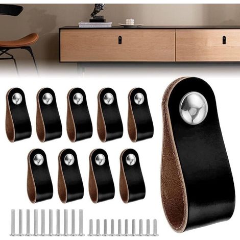 10er-set Möbelgriffe Aus Leder, Ersatzgriffe Für Gepäck Mit Schrauben, Geeignet Für Küche, Schlafzimmer, Schrank Und Wohnzimmer
