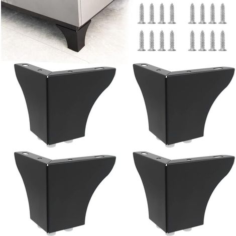 4 Stück 10 Cm Hohe Möbelbeine Aus Stahl, Schrankfüße Für Stühle, Tische, Schränke, Tv-möbel, Schubladen Und Sofas Mit Schrauben (schwarz, 4" (10 Cm))