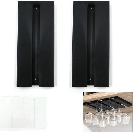 Gläserhalter Für Weingläser Zum Aufhängen – Kein Bohren Erforderlich, Große Kapazität, Hängender Halter Für Stielgläser, Für Bar Und Küche, 25,3 X 11 X 2 Cm (schwarz, 2 Stück)