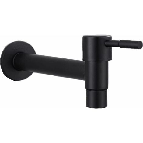 Pool-armatur Mit Beweglichem Auslauf, Schwarze Wandarmatur, Wandarmatur, Kaltwasserarmatur, Edelstahl, Wassersparende Armatur Für Badezimmer, Spüle, Balkon, Küche (schwarz)