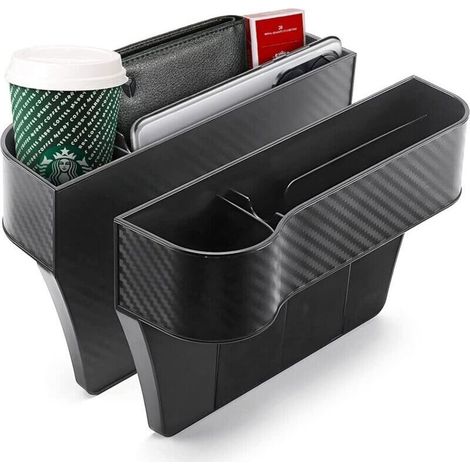 Organiseur Latéral Pour Siège Auto, Lot De 2 Boîtes De Rangement Multifonctions Avec Porte-gobelets, Intérieur De Voiture (noir)