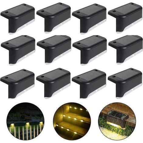 Wasserdichte Solar-abschlussleuchte, (warmlicht-schwarz, 12 Stück) Solar-brückenlicht, Treppenlampe, Led-garten-solarleuchten Ip65 Für Terrassen-, Treppen- Und Zaunabschlüsse