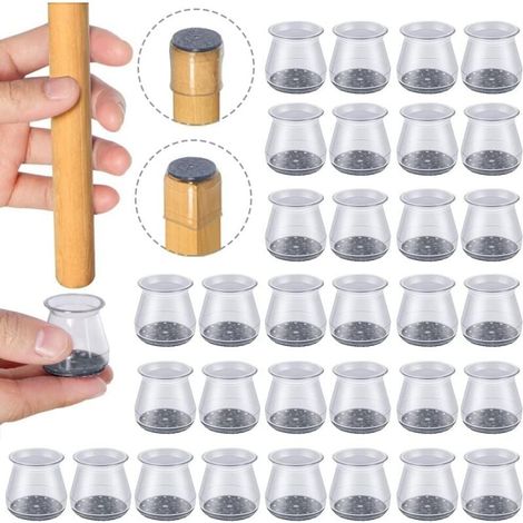 32 Stück Stuhlbeinschützer Aus Silikon, Kleine Stuhlfüße, Transparente Bodenschützer Aus Silikon Für Stuhlbeine Mit Filzgleitern, Für Holz- Und Fliesenböden