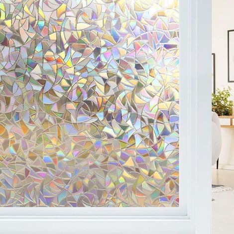 Regenbogen-effekt Elektrostatik-fensterfolie, 45x200cm, Dekoratives Sichtschutz-fensterfolie, 3d Anti-uv Fensterfolie, Ideales Fenster-sichtschutzfolie
