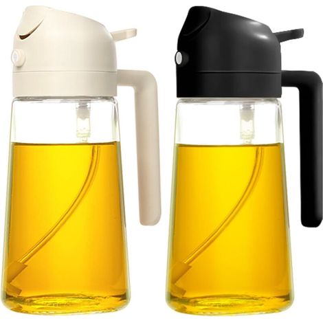 Olivenöl-spender, 2-in-1-ölzerstäuber Für Küche, 450 Ml, Lebensmittelflasche Und Ölzerstäuber Für Küche, Salat, Frittieren, 2er-pack