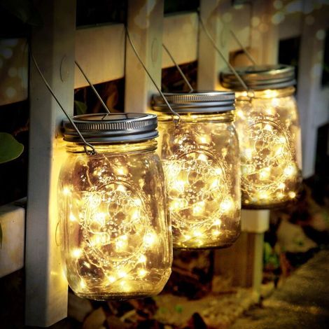 3-teiliges Solar-gartenlicht, 30 Led Wasserdichtes Mason-jar-licht Für Innen- Und Außenbeleuchtung, Dekoration Für Weihnachten