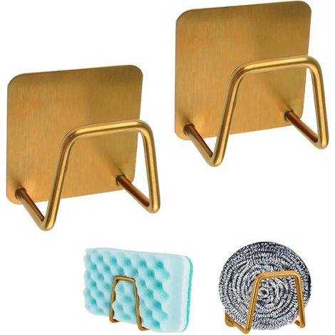 Klebe-schwammtuchhalter, 2 Stück Aus Edelstahl Für Spüle, Schwamm- Und Seifenhalter, Hochwertiger Edelstahl-halter, Küchenzubehör/gold