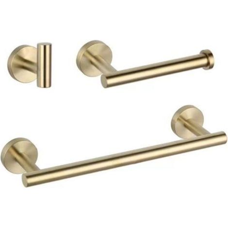 3-teiliges Badaccessoires-set In Gold, Duschstange Aus Edelstahl Sus304 (bademantelhaken, Toilettenpapierhalter, 40 Cm Handtuchstange), Stil: Contemporary