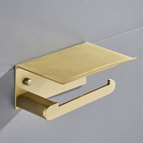 (doré), Toilettenpapierhalter, Wandmontierter Hygienischer Toilettenpapierhalter Mit Ablagefach, Aluminium (goldfarben)