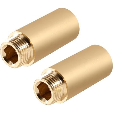 2er-set Messing-hahnverlängerungen – 1/2" X 50 Mm – Gewindeverlängerung Dn15 – 1/2" Ig X 1/2" Ag – 50 Mm – Messing-verlängerungsstück – Anschlussverlängerung Für Trinkwasser Und Installation