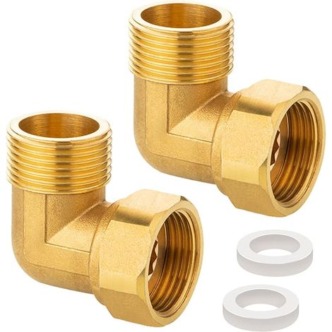 2er-pack Messing-verschraubungen, 1" Ag X 1" Ig, 90°-winkelverschraubung Dn25 Für Wasser Und Zentralheizung
